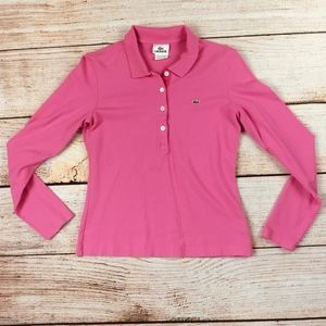 Lacoste Pink Collared long sleeve shirt 4 6 40